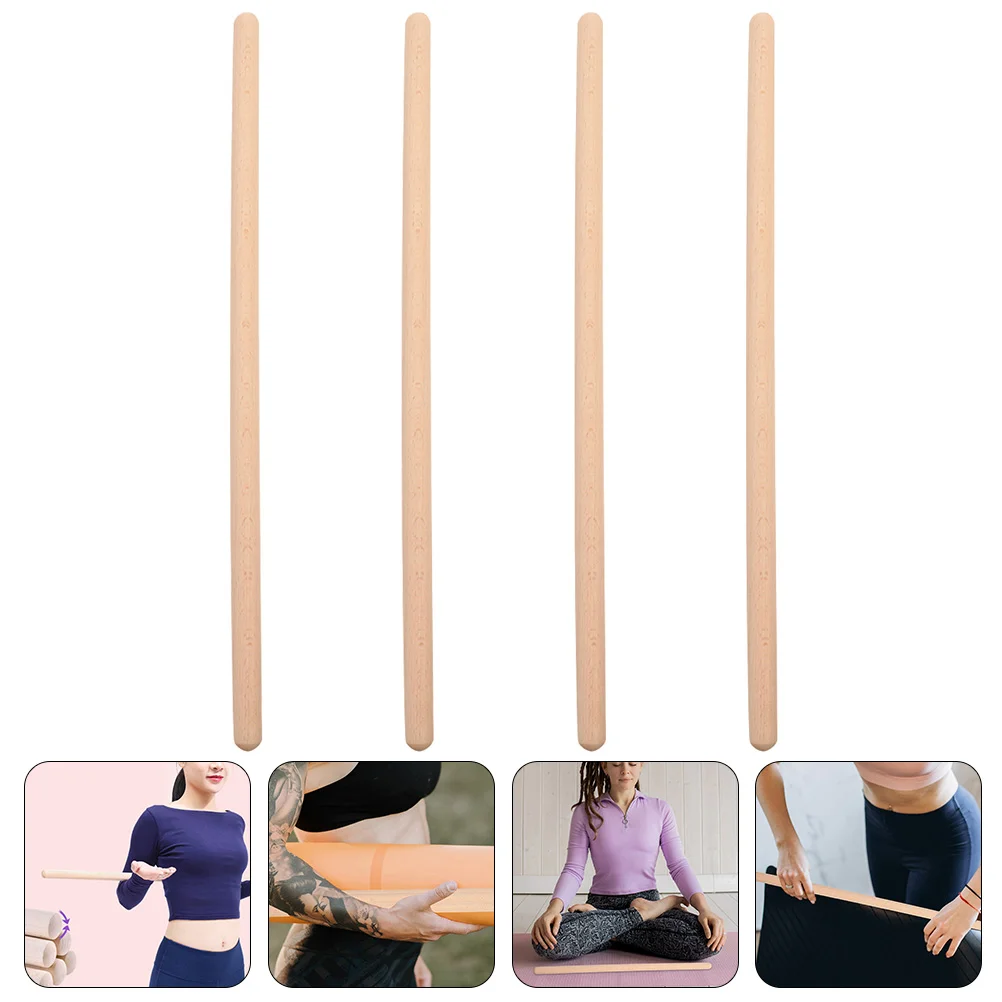 

4 Pcs Yoga Stick Tools Men Yoga Back Sports Balancing Yoga Yoga Stretching Tool Wood Yoga Rod Yoga Stretching Rod Man