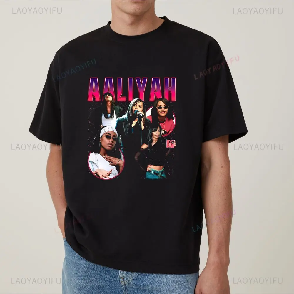 Фото Футболка с принтом Aaliyah — рубашка Uniqlo с короткими рукавами, подходящая для мужчин и женщин — футболка большого размера №2