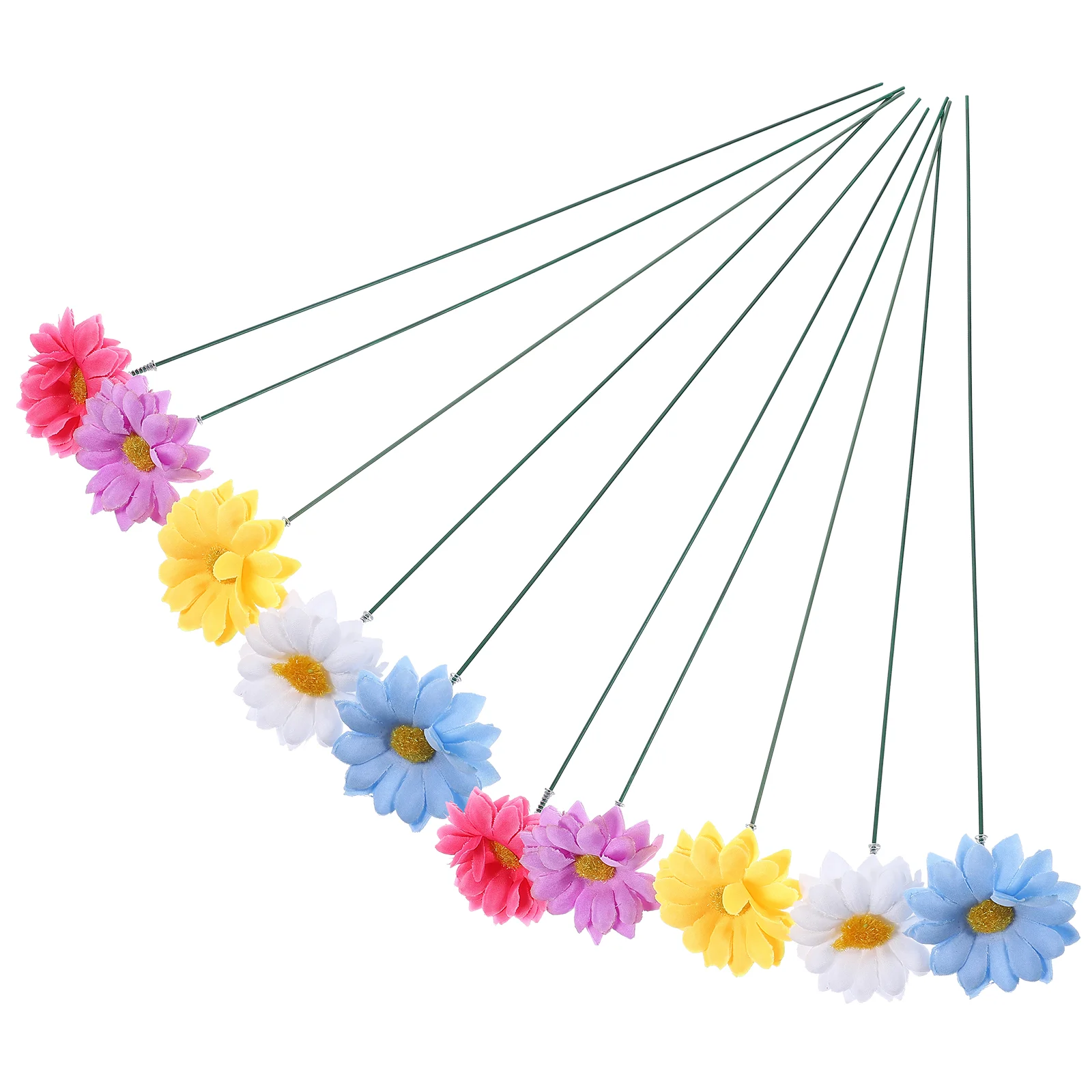 

10 Pcs Ornament Garden Decor Little Daisy Stakes Decorative Spring Decorations Iron Wire Yard Ornaments Flower