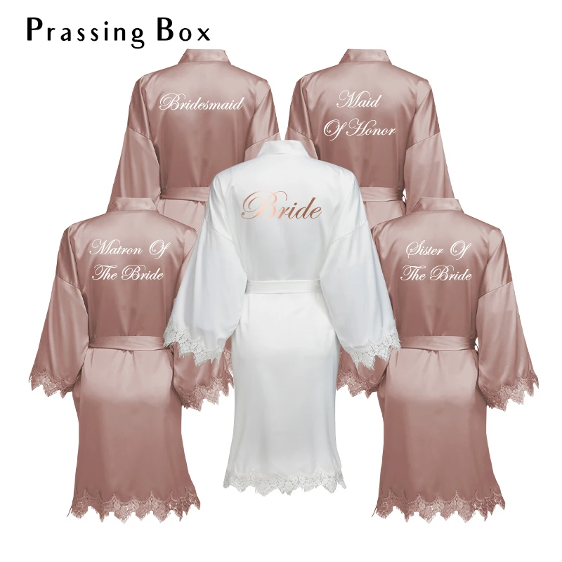 

Matte Satin Robes Women Bridal Robes Lace Robe Rose Gold Bridesmaid Robes Women Night Short Robe Wedding Matron Of The Bride