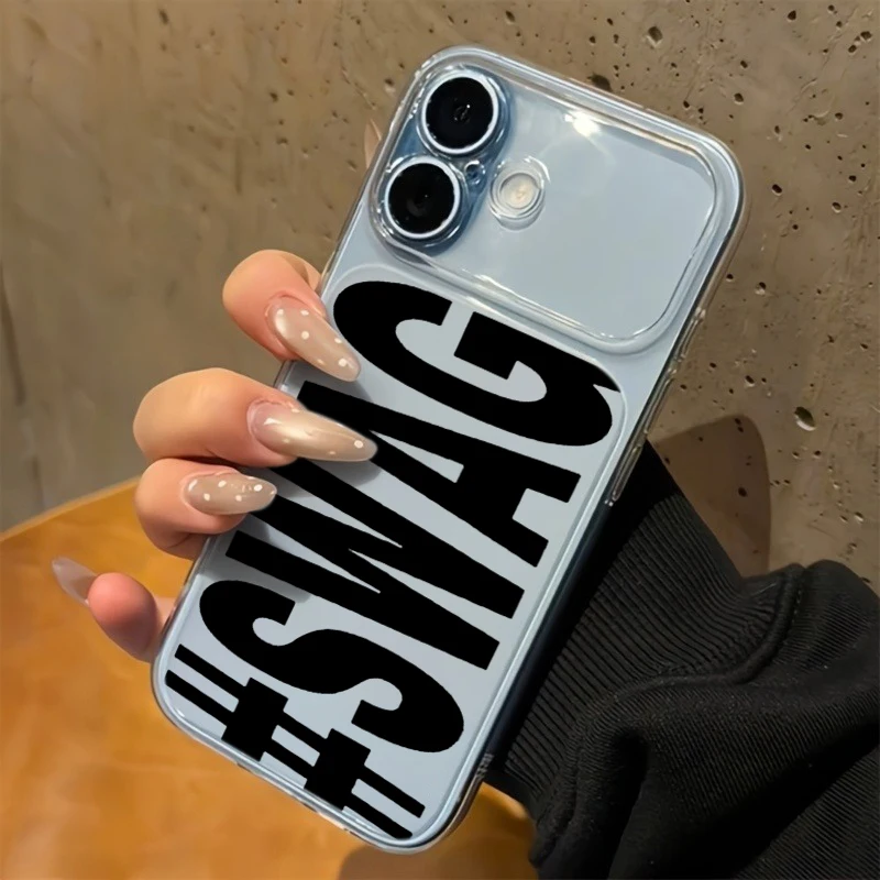 Фото Ярко-розовый черный прозрачный чехол для телефона с надписью SWAG для iPhone 17 16 Plus 15 Pro 14 13 12 11 Pro Max X XS XR 7 8 SE, защитный чехол из ТПУ №2