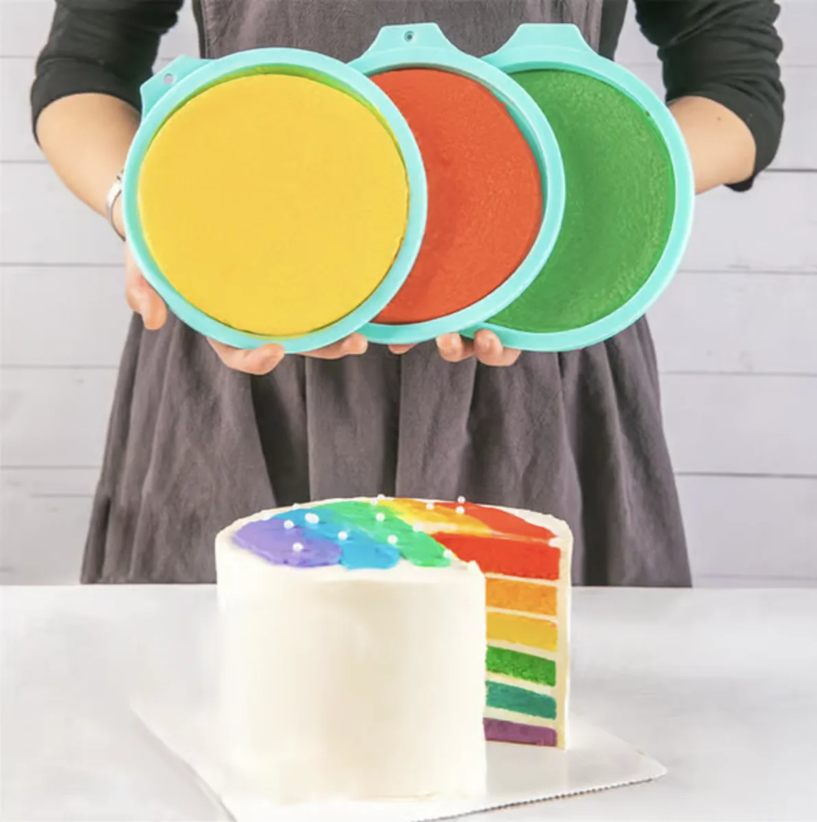 

Радужная форма для торта 6/8 дюйма, антипригарная силиконовая круглая форма для выпечки, блинчиков, пиццы, помадки, декоративные инструменты,...