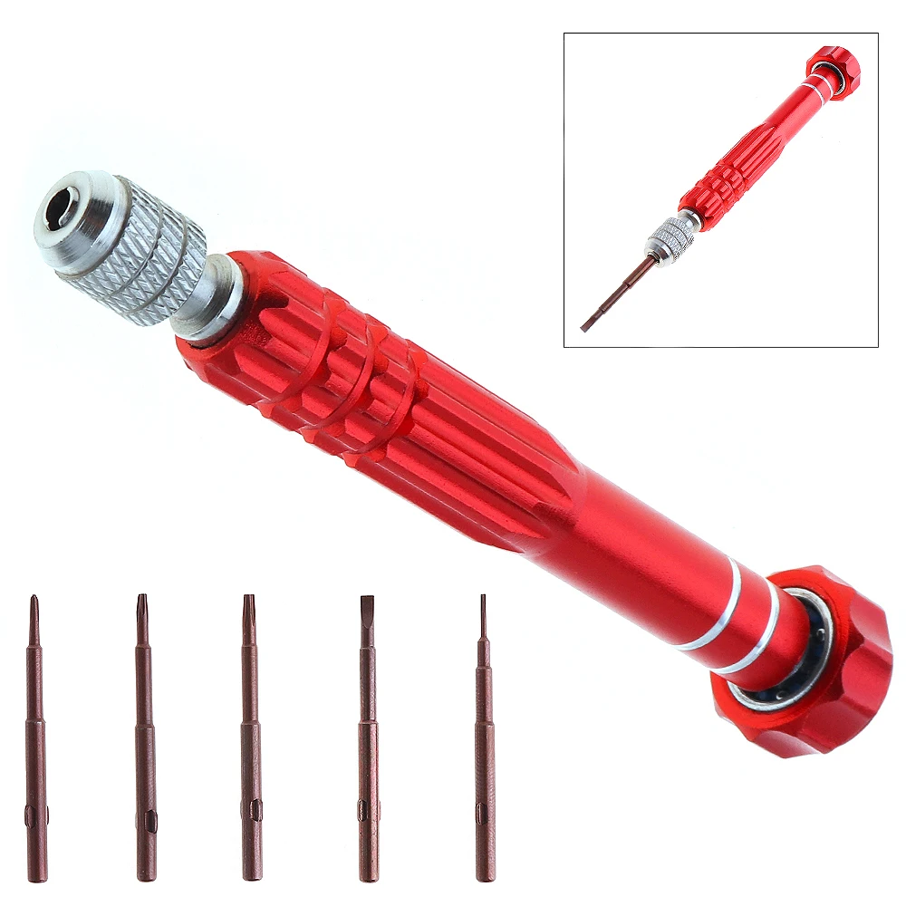 

Multifunction 5 in 1 Screwdriver with Phillips Slotted Head Pentagon T Type for Mobile Phone Computer Electronics Repair Tool