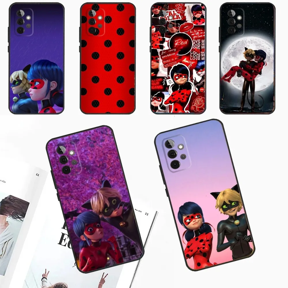 Cat Noir L-Ladybug Couple Phone Case For Samsung Galaxy A13 A21s A22 A31 A32 A52 A53 A71 A80 A91 Soft Black Cover