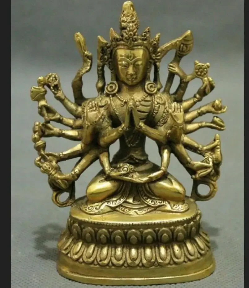 Медная статуя КИТАЙ Тибетский буддизм медный Будда avalokiteshvara экзорцизм
