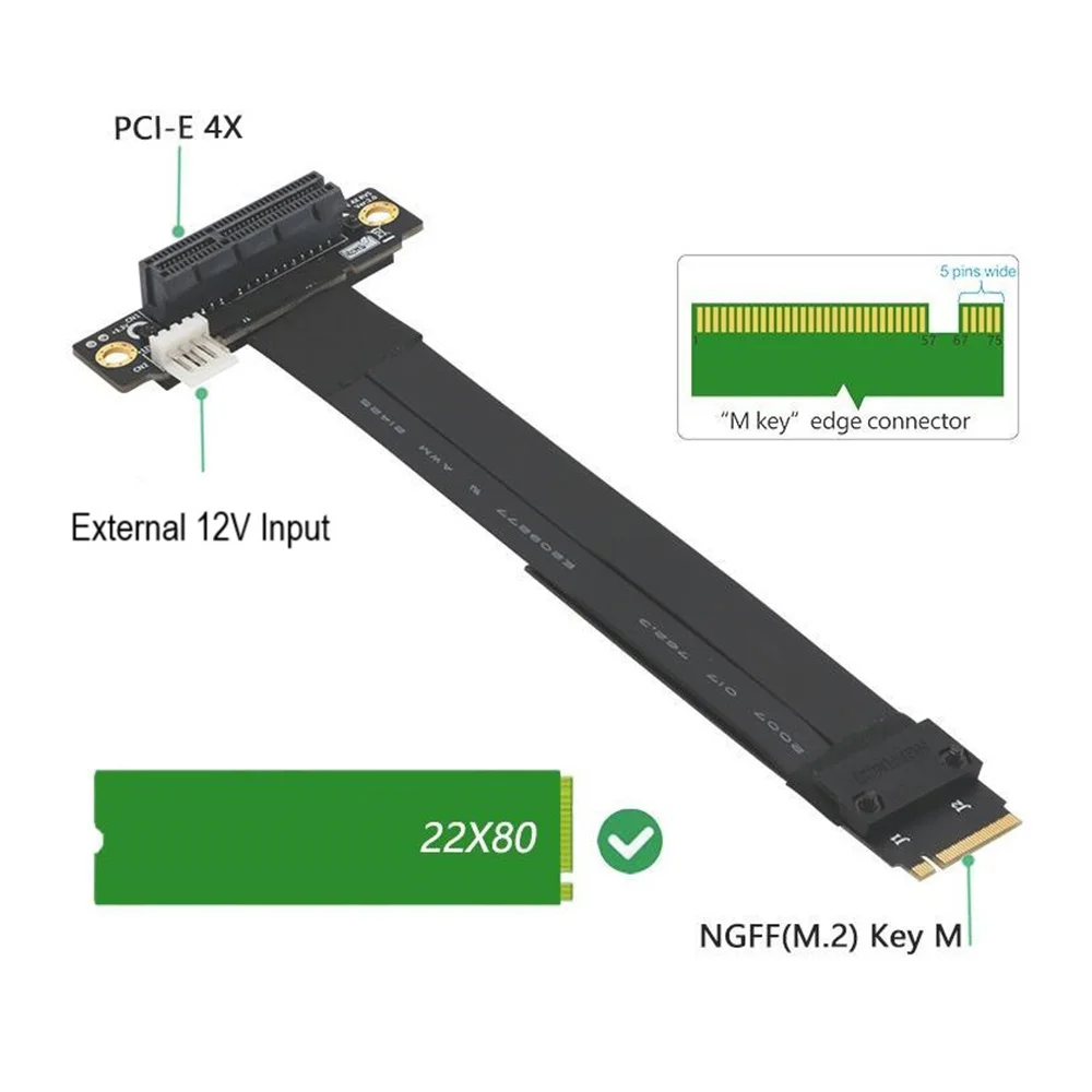 PCIe X4 3 0 Удлинительный кабель M.2 M Key для PCI Express 4X 2230/42/60/80 карта расширения Gen3.0