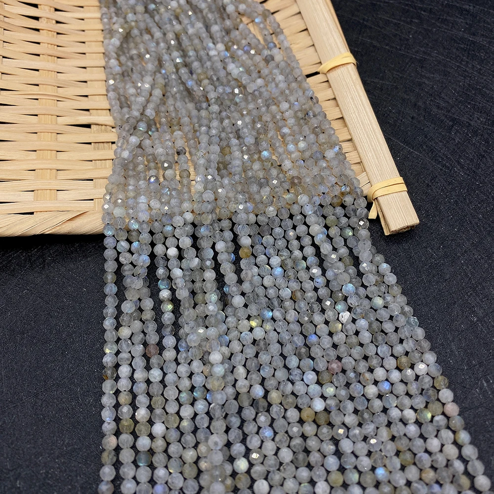 

2/3/4mm Natural Grey Apatite Gemstone Beads Faceted Tiny Mineral Loose Beads for Jewelry Making Handmade Bracelet Accessories