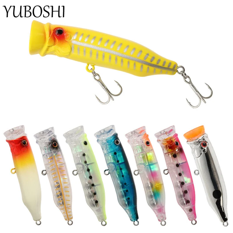 

YUBOSHI Brand New 9g/7cm High Strength Triple Hook Hard Fishing Lure Artificial Bionic Bass Popper Fishing Bait
