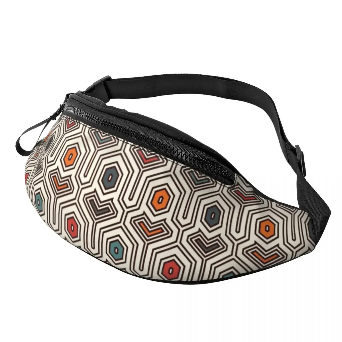 

Colorful Ankara Geometric Pattern Fanny Pack for Women Men Cool African Ethnic Crossbody Waist Bag Traveling Phone Money Pouch