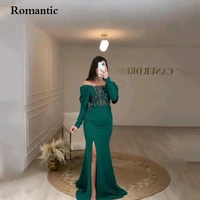 romantic a line satin elegant party dresses sequin lace off the shoulder long sleeves floor length long prom gown dresses 2022