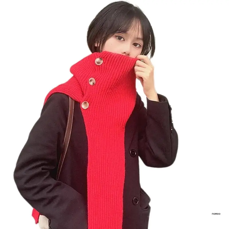 Вязаный шарф шаль с накладным воротником для женщин воротником-водолазкой и на