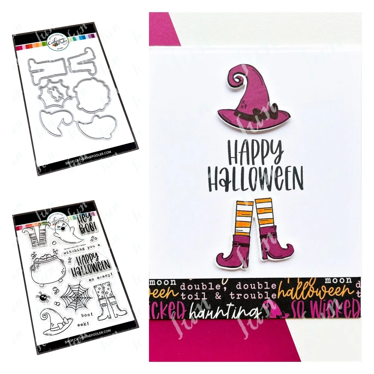 

2022 New Halloween Stamps and Metal Cutting Dies Sets for Diy Scrapbooking Decoration Toil & Trouble Molds Craft Making Card