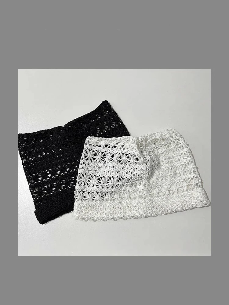 Полая дышащая кепка с ворсом женская тонкая вязаная шапка кружевная белая