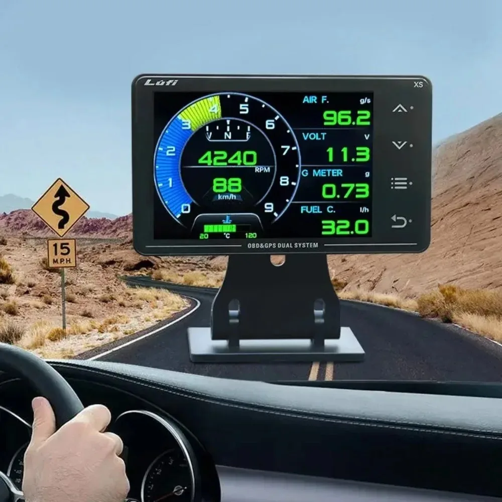 Фото Новый многофункциональный прибор Lufi Gauge XS OBD + GPS для автомобиля: измерение температуры воды, температуры турбонаддува, температуры масла, гравитационного ускорения (G-значения), гироскопа, с ЖК-дисплеем №1