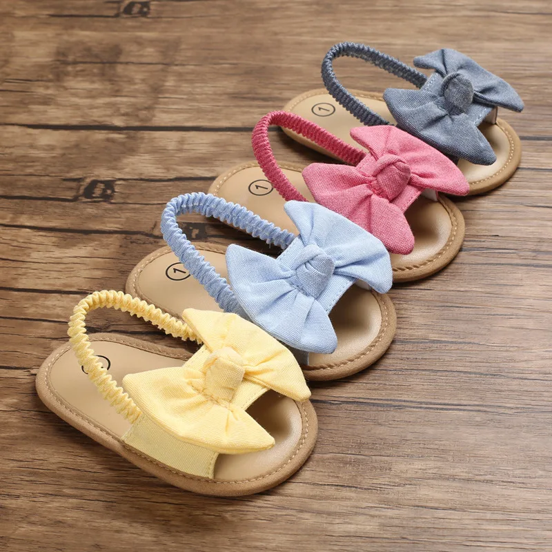 Sandalias de verano para niños pequeños, zapatos planos con lazo para niñas,...