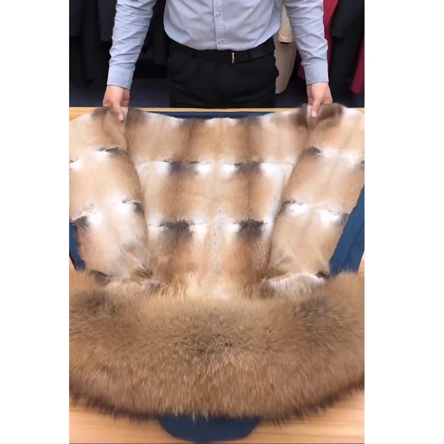 

Fur Coat Men Real Muskrat Fur Liner Parka Raccoon Fur Collar Warm Thick Business Jacket High Quality