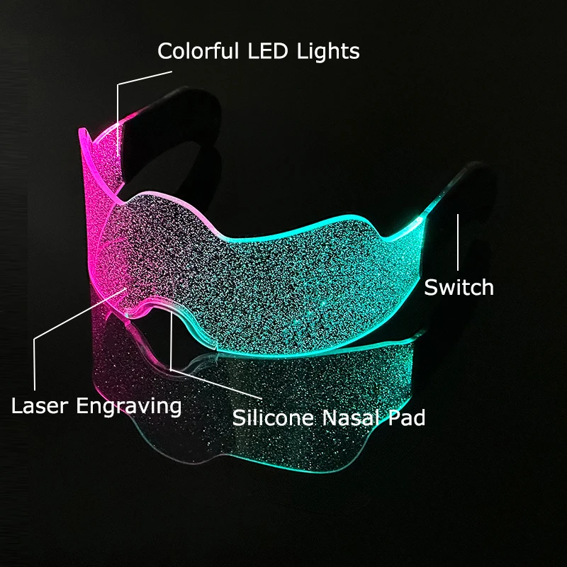 Новинка светящиеся неоновые очки 7 цветов 12 режимов
