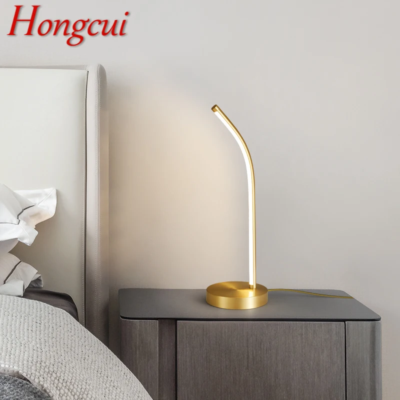 

Hongcui Modern Gold Copper Table Lighting Creative Decoration LED 3 Colors Desk Lamp For Home Bed Room