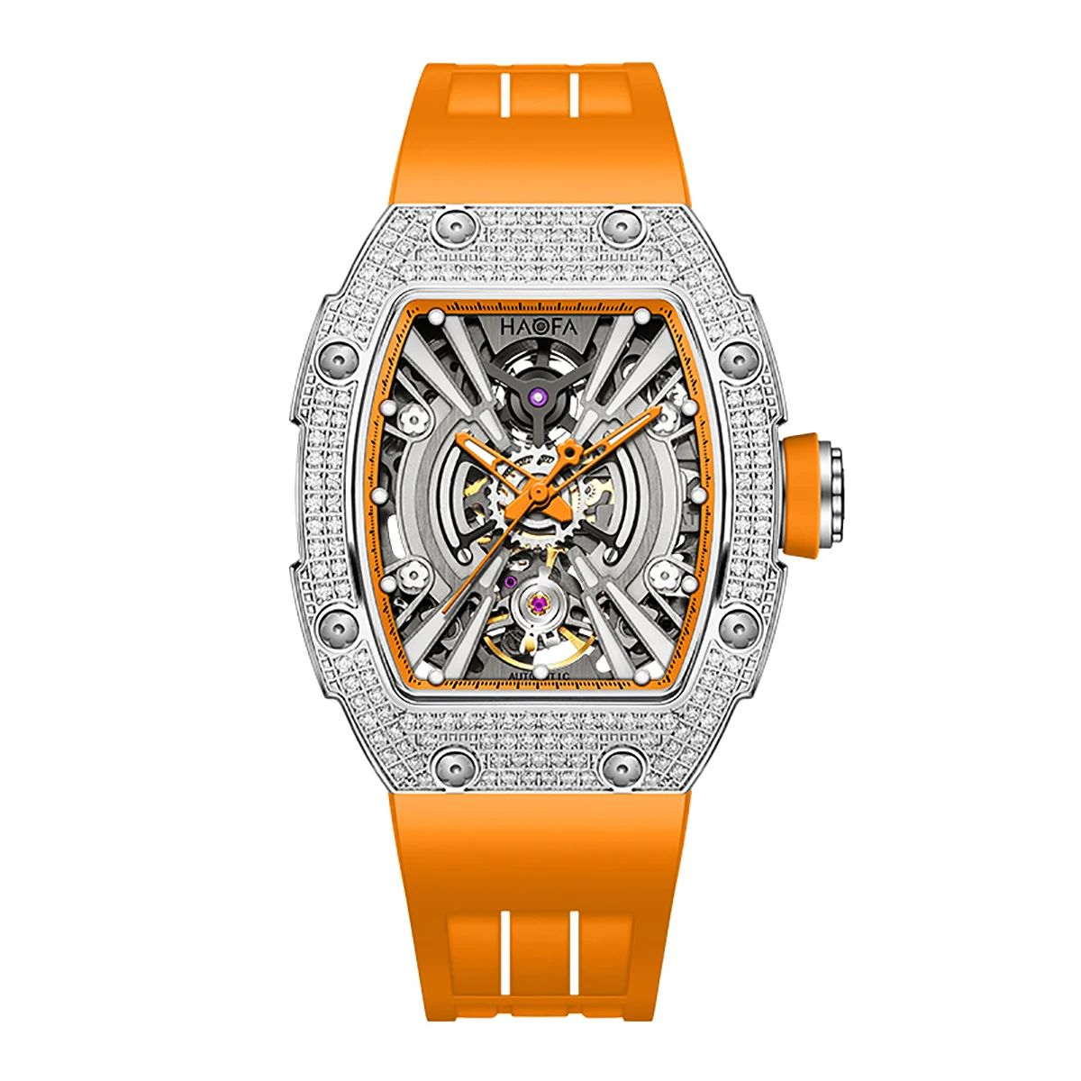 Haofa Роскошные автоматические механические часы для мужчин с бриллиантовым