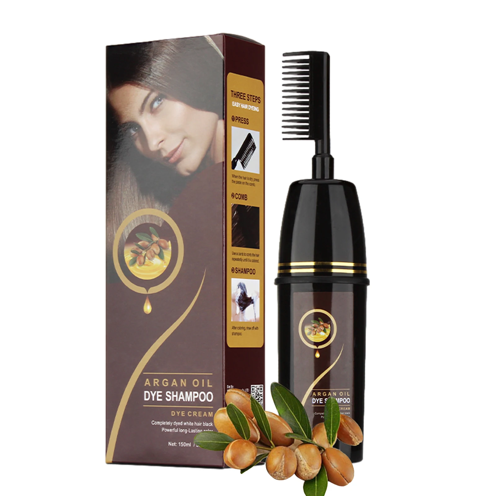 

Black Hair Dye Hair Color With Comb Applicator Easy Use Hair Coloring Cream Kit Hair Dye Comb For Daily Hair Coloring And