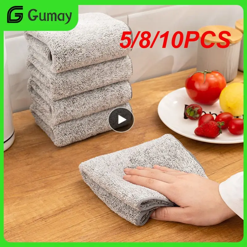 

5/8/10PCS Non-stick Oil Cleaning Cloth Rags Water Absorbent Bamboo Charcoal Dishcloth Cleaning Wiping Tools Kitchen Towel