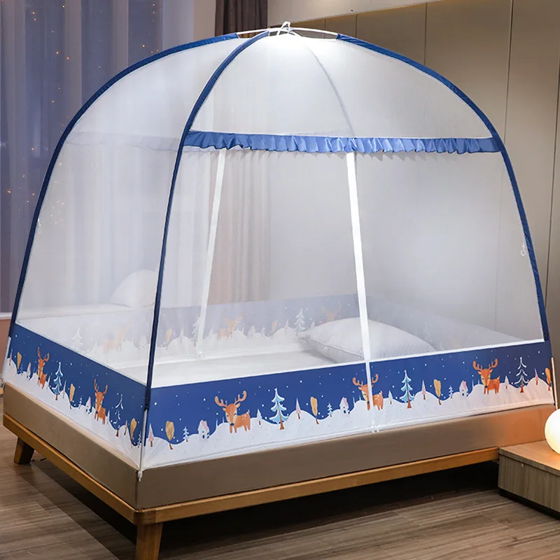 Free Installation of Household Yurt Mosquito Net Foldable Thickened Dome Full Bottom 2.0 Tent Pattern