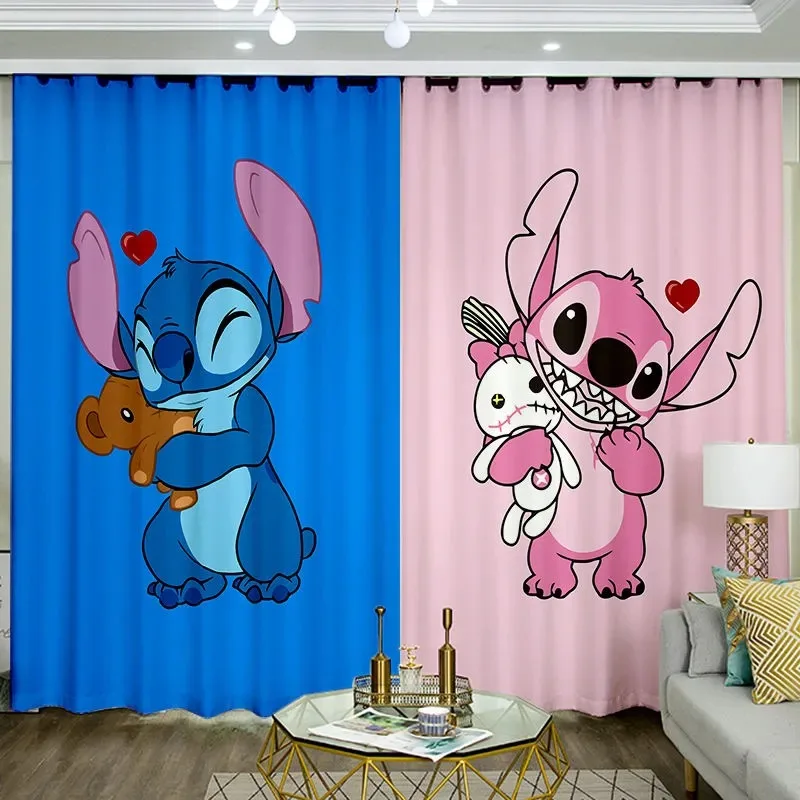 Disney Lilo Stich Vorhänge für Fenster Vorhänge Anime Muster Schlafzimmer Wohnzimmer Blackout Vorhänge Stoff Vorhänge Kinder Zimmer