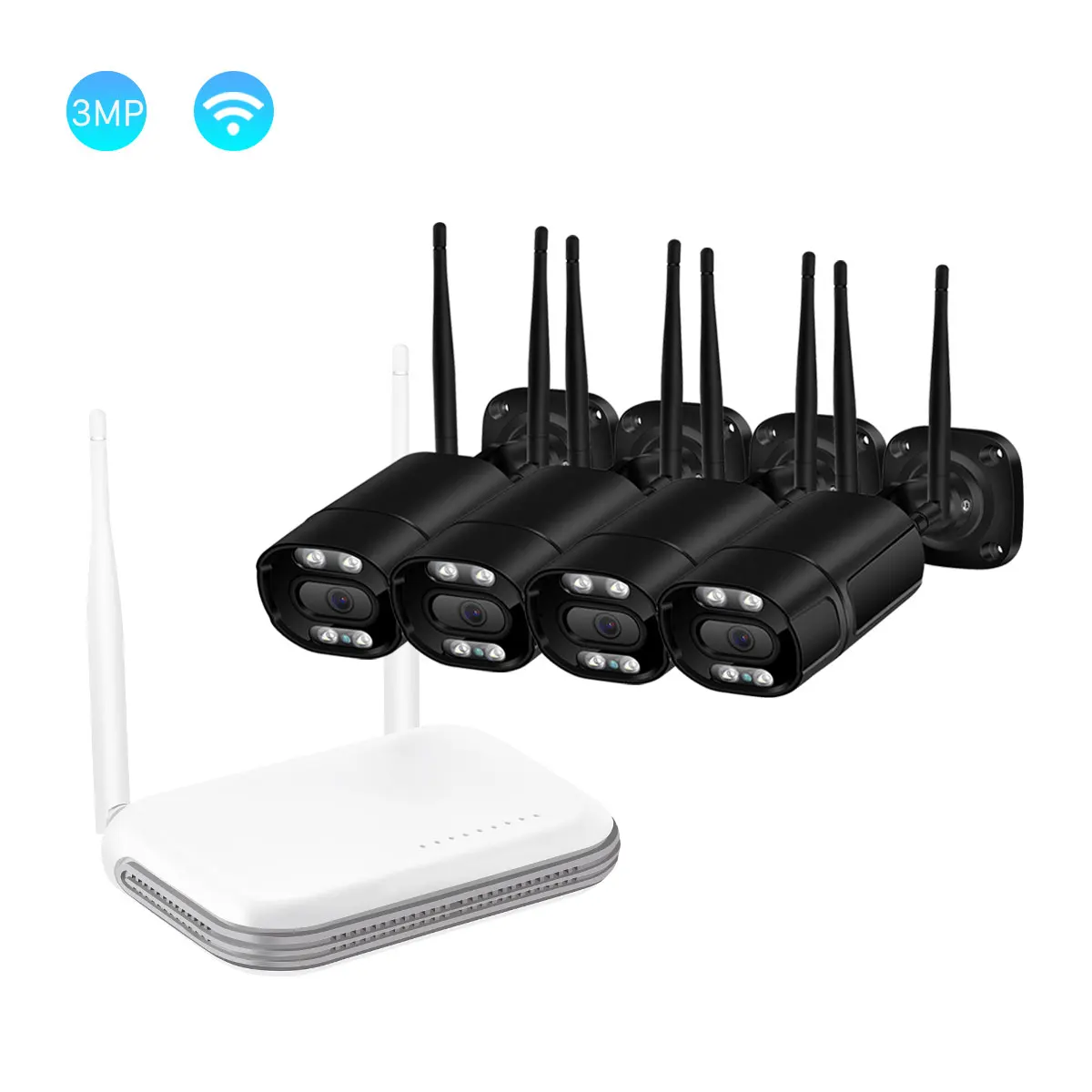 

BESDER Outdoor Dual Antenna 3MP IP Security Camera APP Remote Control NVR 4 Channel CCTV Camera System Wireless