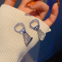 new trendy geometric creative cute pull tab crystal earrings for women classic small stud earrings wedding jewelry gift fashion