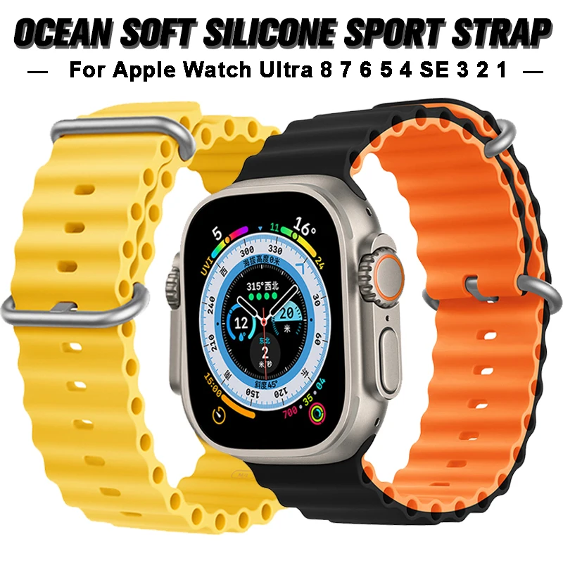 

Correa 49mm For Apple Watch Ultra 49MM Ocean Strap 41mm 45mm For iWatch Series 8 7 5 SE Silicone Smart Watch band 40mm 44mm 42mm