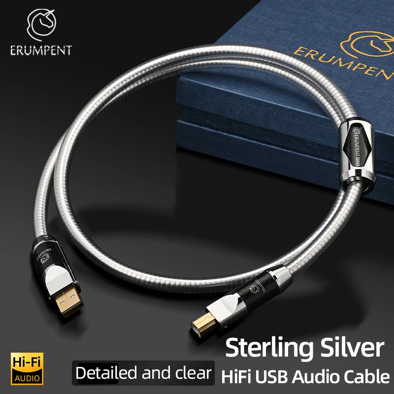 Фото Hi-Fi Pure Silver 2.0 USB-аудиокабель Type-A к AUX-кабелю типа B для автомобильной звуковой карты DAC Тип A-C C-B C-C HiFi USB-кабель №1