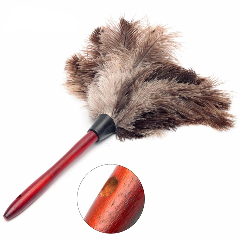 

40cm Ostrich Natural Feather Duster Brush Wood Handle Anti-static Cleaning Tool Household Furniturer Car Dust Cleaner