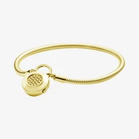 925 sterling silver bracelets golden moments pave padlock clasp snake chain bracelet women original jewelry gift