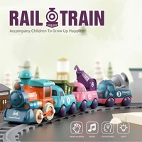 battery operated railway train toys car with soundlight electric train tracks locomotive cars educational toys for children