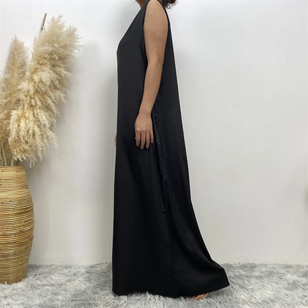 New Sleeveless Lining Dress Long Muslim Woman Abaya Moroccan Caftan Evening Modest Robe Arabic Kaftan  dress for women