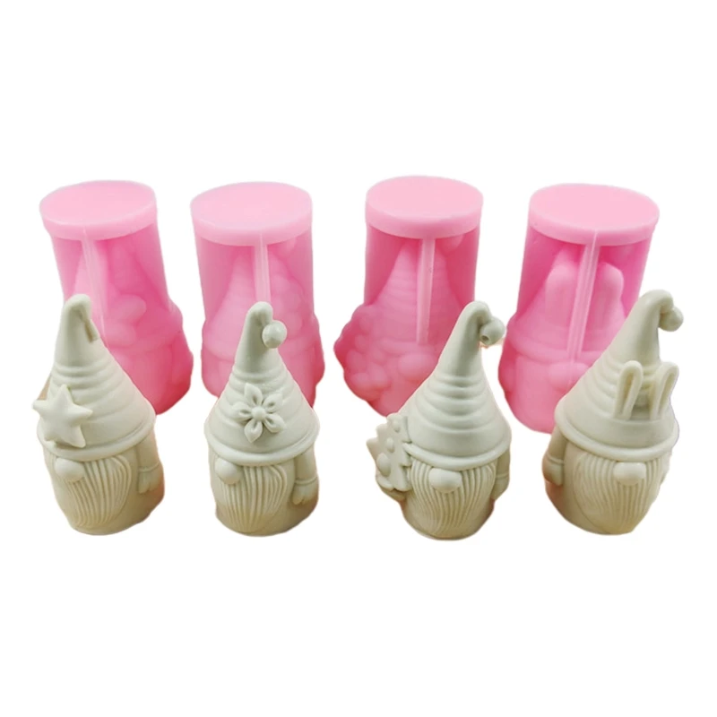 

4Pcs Dwarf Santa Decoration 3D Candle Moulds DIY Candle Epoxy Mold Handmade Candles Aroma Wax Soap Molds for Decorations 124A