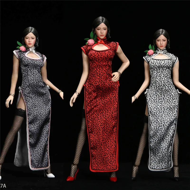 

YMTOYS YMT047 1:6 Asian Girl Head Sculpt Leopard Cheongsam Set Model For 12Inch Female Action Figure Body Dolls Collection Toy