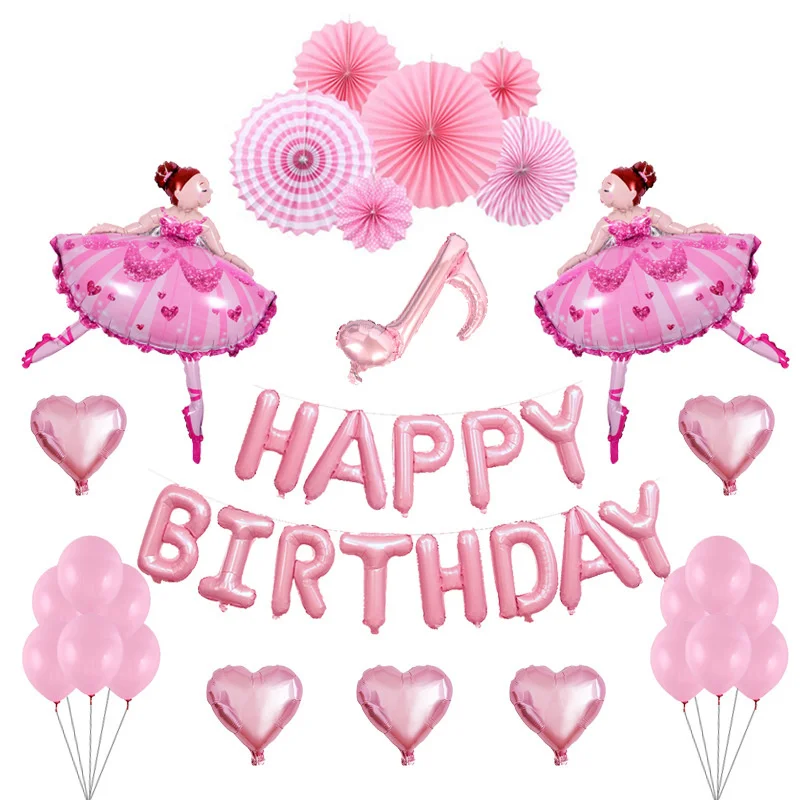 

Воздушный шар для балерины, набор воздушных шаров для вечеринки в честь Дня Рождения, для балерины, фиолетовый, розовый, бумажный декоративный воздушный шар для балерины, оптовая продажа