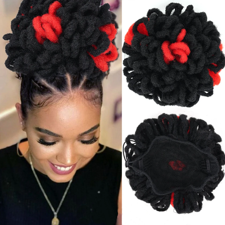 DIANQI Synthetic Afro Puff Hair Bun Chignon Dreadlocks Hair Bag with Elastic Drawstring Wigs for African Women Crochet Hair 2022