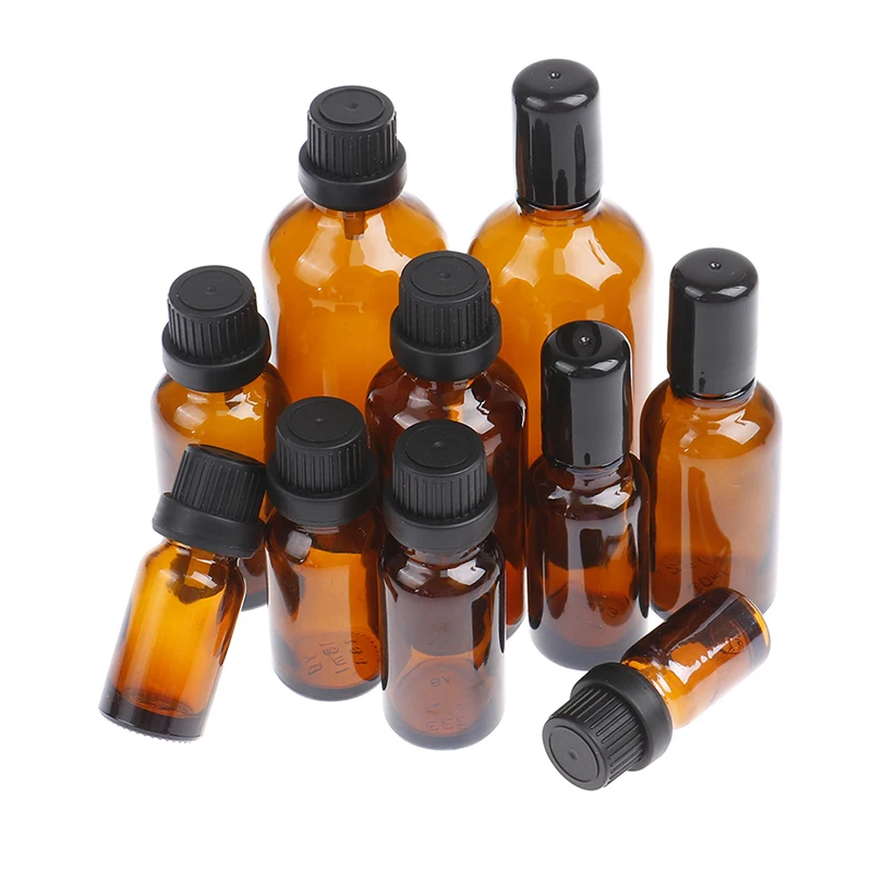 

1PC 5/10/20/30/50/100ml Amber Brown Glass Dropper Bottles Essential Oil Liquid Aromatherapy Vials Containers