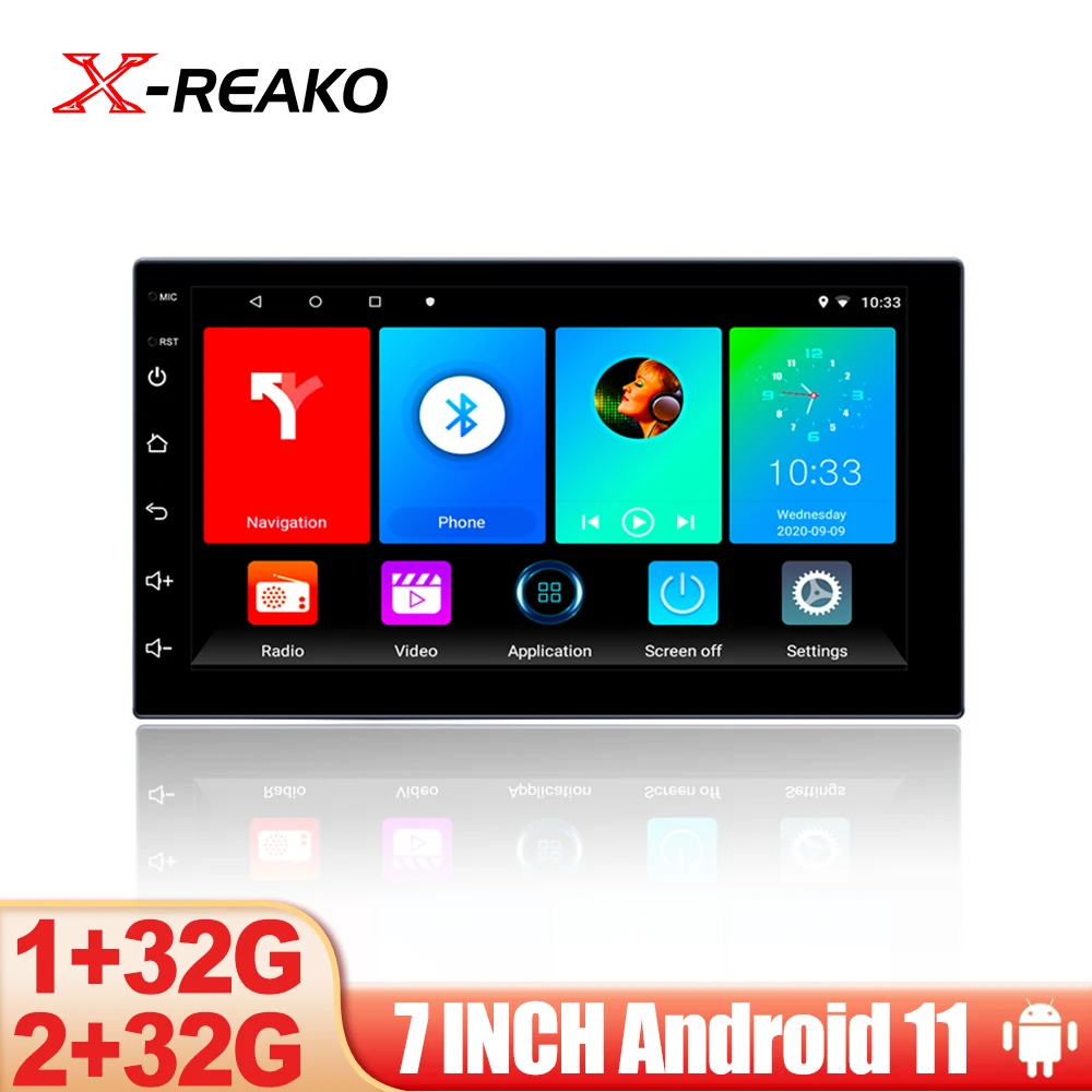 

X-REAKO 2Din 7 ''Android 11 Автомобильный мультимедийный плеер GPS-навигация Bluetooth автомобильное аудио Wifi USB FM MirrorLink HD Автомобильное Авторадио
