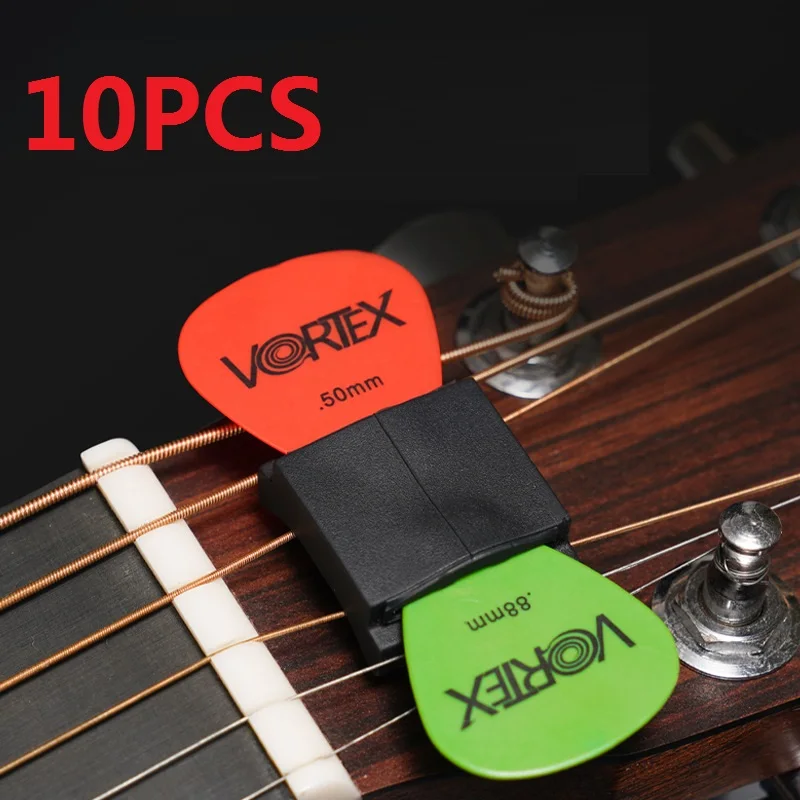 

10PCS Guitar picks clip String clamp Guitar Accessories Black Rubber Guitar Pick Holder Fix On Headstock For Guitar Bass Ukulele