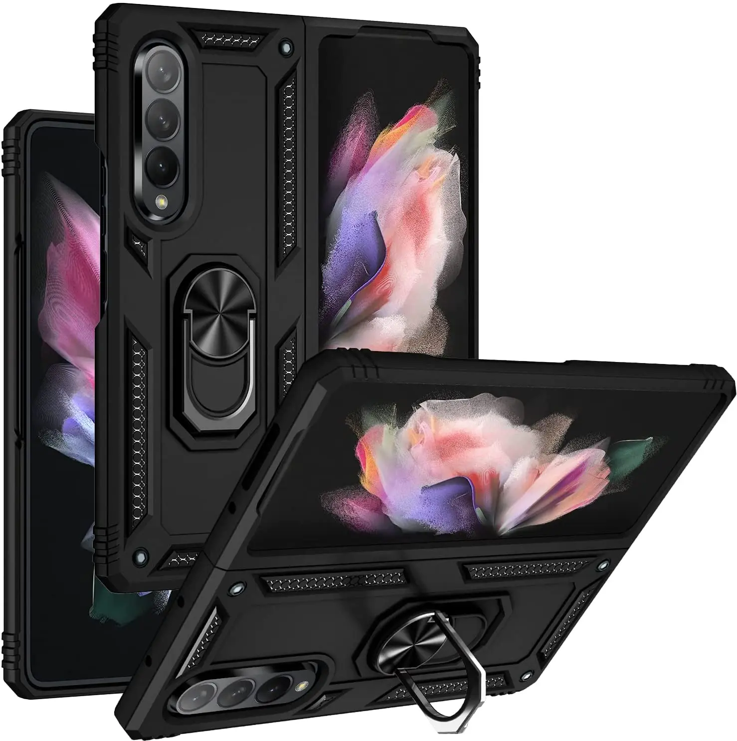 

Чехол для телефона Samsung Galaxy Z, складной чехол для телефона 3 дюймов, 2021 дюйма, твердый ударопрочный Магнитный чехол с кольцом-подставкой для т...
