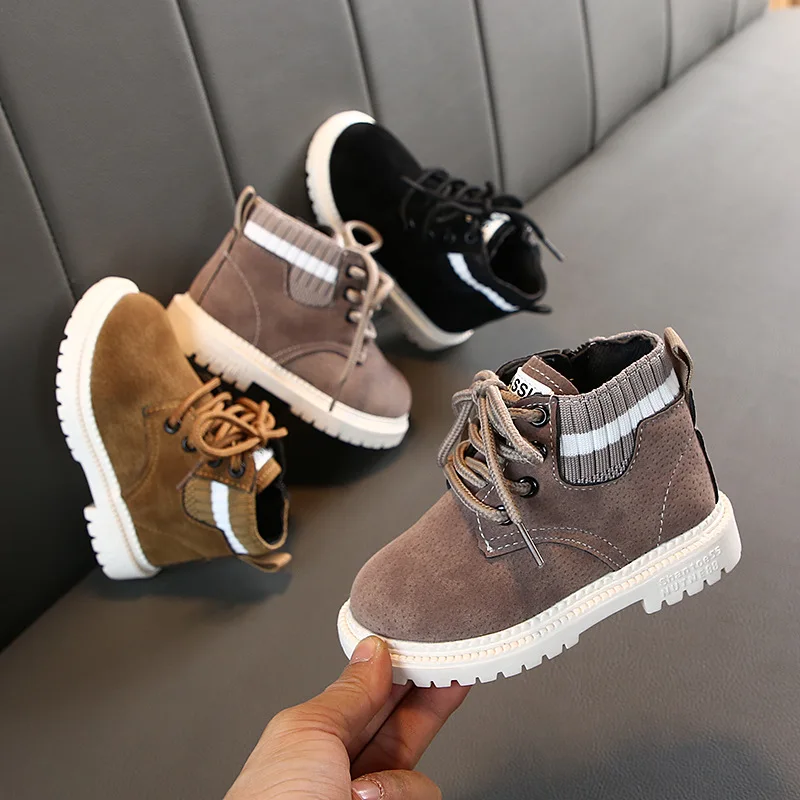 Winter Children Casual Shoes Autumn Martin Boots Boys Shoes Fashion Leather Soft Anti Slip Girls Boots 21-30 Sport Running Shoes