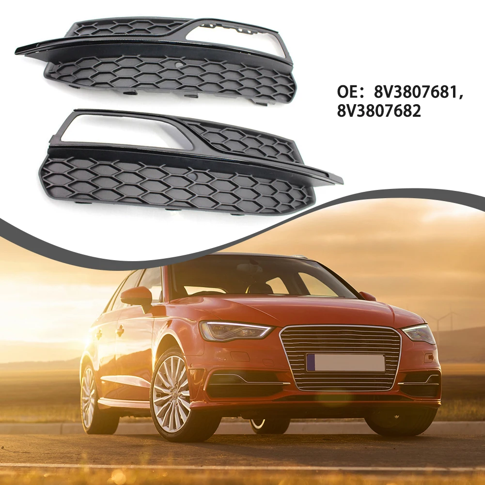 

2pcs Fog Lamp Cover Grille Left + Right For A3 For S3 S-Line 2013-16 Lower Bumper Fog Light Cover Impermeable Grill Grille