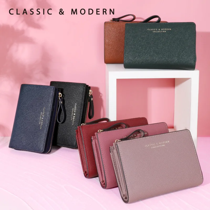

2023 New Cross Pattern PU Wallet Women's Large Capacity Short Wallet