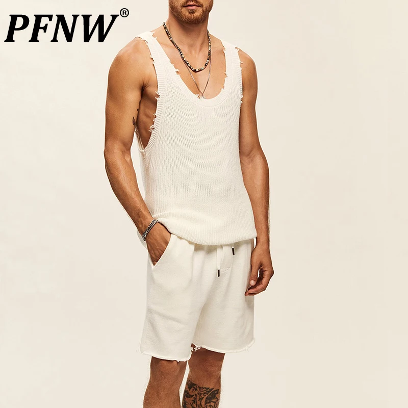 

Мужской трикотажный спортивный костюм PFNW, повседневный свободный однотонный трикотажный топ с шортами, модель 12Z1160 на весну и лето