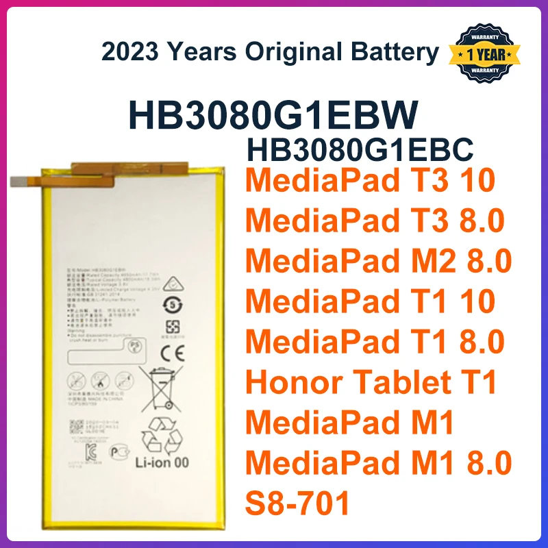 

Original Battery For Huawei MediaPad T1 T3 10 M1 M2 M3 Lite 8.0" AGS-L09 AGS-W09 AGS-L03 HB3080G1EBW/HB3080G1EBC Tablet Battery