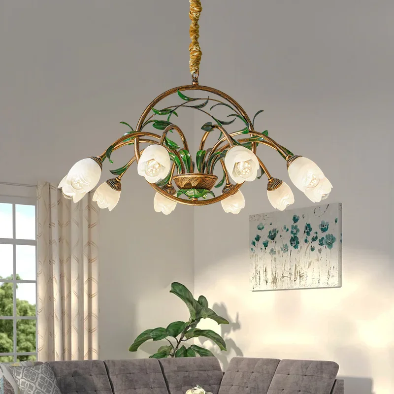 Американская Цветочная люстра в деревенском стиле винтажная медная железная