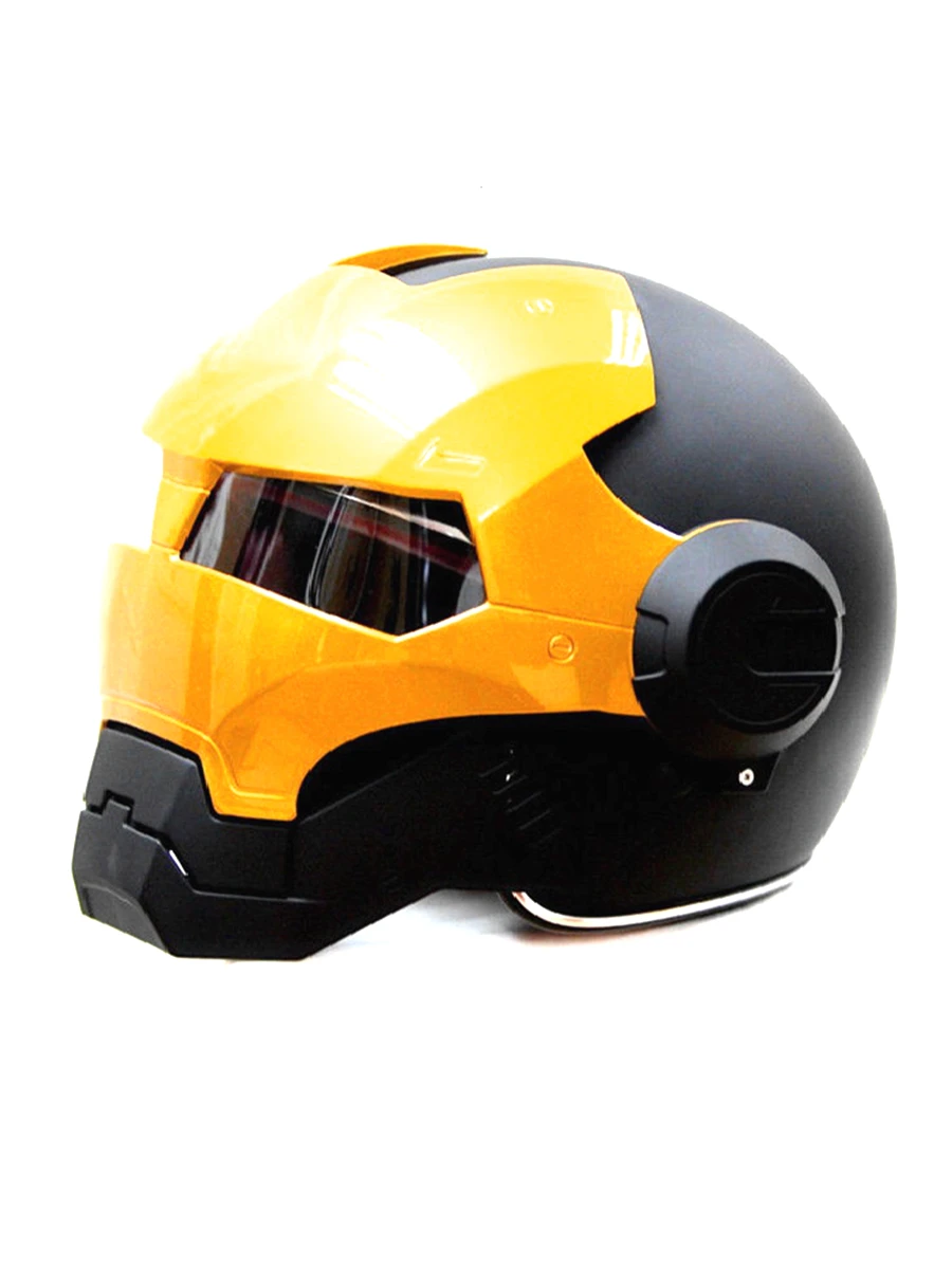 

MASEI 610 IRONMAN motorcycle helmet Black&Gold Casque motocross half helmet Personality open face helmet Trend Cycle Race helmet